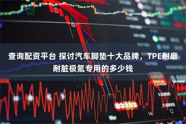 查询配资平台 探讨汽车脚垫十大品牌，TPE耐磨耐脏极氪专用的多少钱